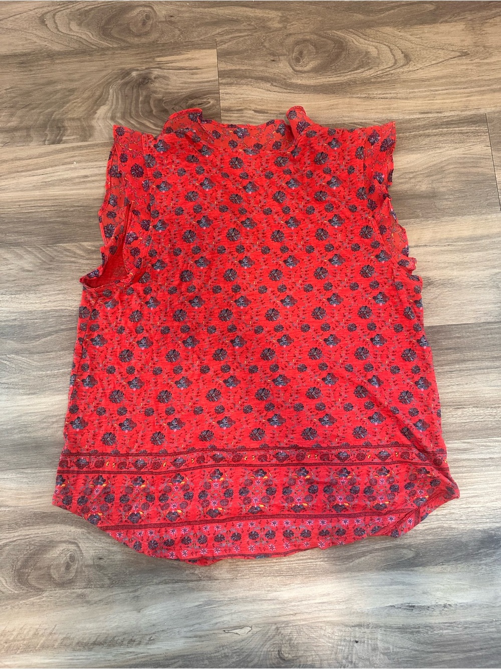 Lucky Brand Red Floral Tie-Front Blouse - Picture 5 of 5